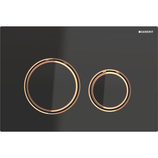 Geberit Sigma 50 Round betjeningsplade, sort glas/rødguld billede