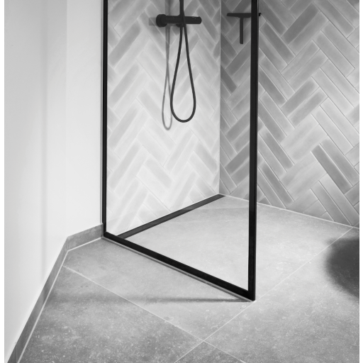 Unidrain Glassline brusevæg, 80 cm, klart glas, sort ramme billede