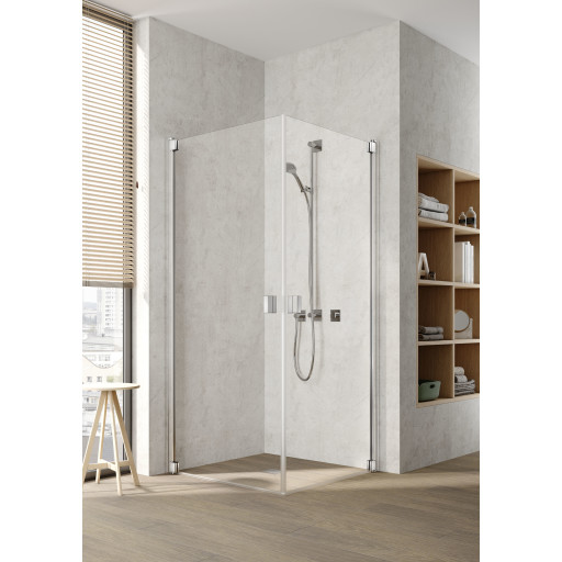 Kermi Raya 1EL brusedør, 88 cm, venstre, klart glas, aluminium profil