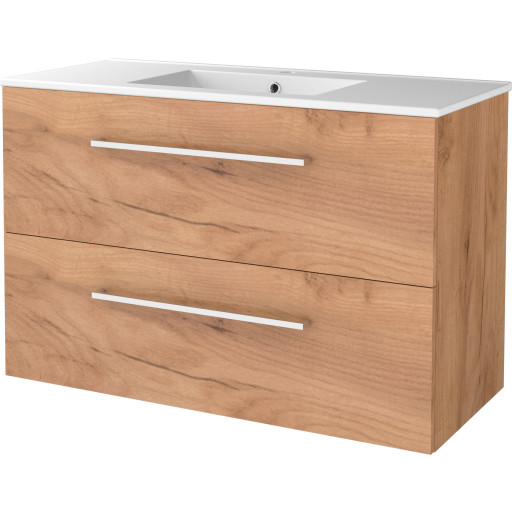 Sanibell Basicline møbelsæt med håndvask. 101x46cm whiskey eg