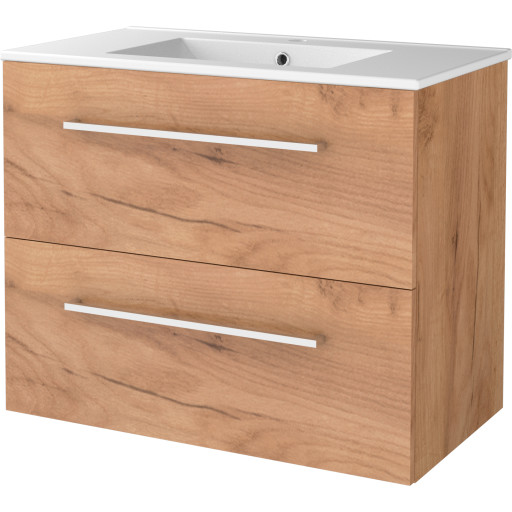 Sanibell Basicline møbelsæt med håndvask. 81x46cm whiskey eg