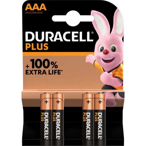 Duracell Plus AAA Alkaline Batterier - 4 stk. Hus &amp; hage > SmartHome &amp; elektronikk