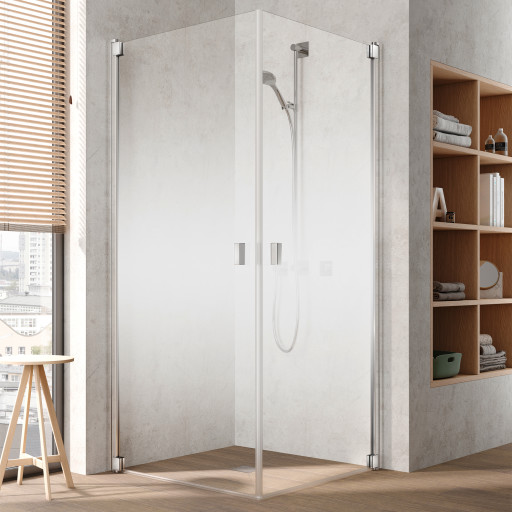 Kermi Raya 1EL brusedør, 88 cm, venstre, halvfrostet glas, aluminium profil