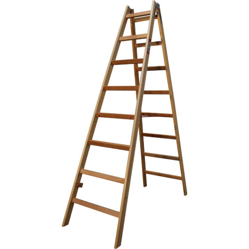Jumbo Proff wienerstige i træ, 2 x 8 trin, 215cm