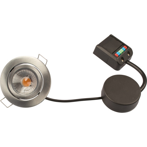 Claudia 230v dæmpbar flimmerfri 4.5w 2700k ra95 280lm ip44 børstet alu rund.