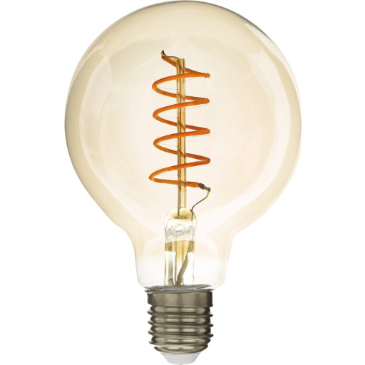 Dyberg Larsen E27 klotlampa, 3-stegs dimmer, 4W, bärnstensfärgad, Ø12,5 cm