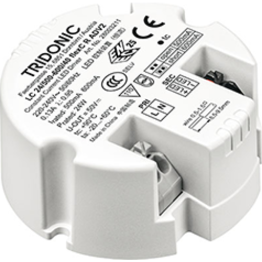 Tridonic LED-driver, LC 24W 500-600mA flexC, rund Backuptype - El