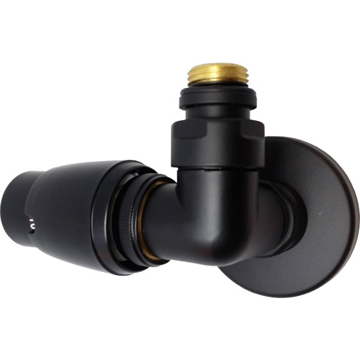 Kriss Corner RTL ventil 1/2´´. Vinkelløbende ventil med returtermostat, venstre. Sort