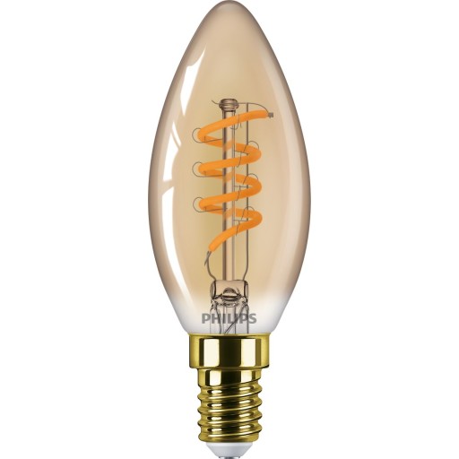 Billede af 10 stk Master Value LED Kerte Dæmpbar 2,5W E14 B35 Guld Spiral 136lm
