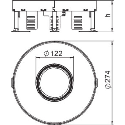 Rund gulvboks for rør ø 275mm, RKFR2 7 V25