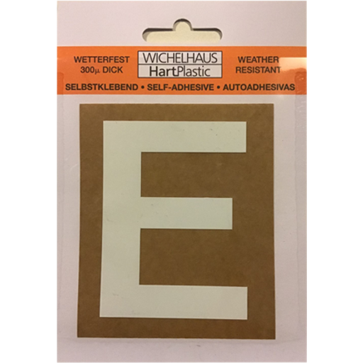 Selvklæbende klistermærke bogstav E i hvid - 50mm