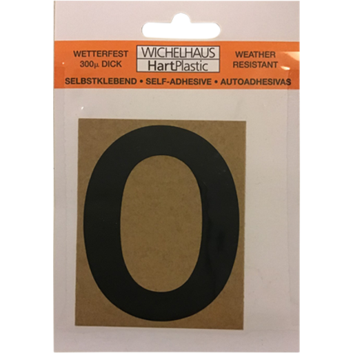 Selvklæbende klistermærke tal 0 i sort - 50mm
