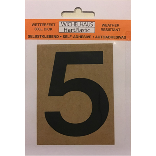 Selvklæbende klistermærke tal 5 i sort - 50mm