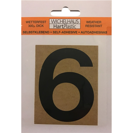 Selvklæbende klistermærke tal 6 i sort - 50mm