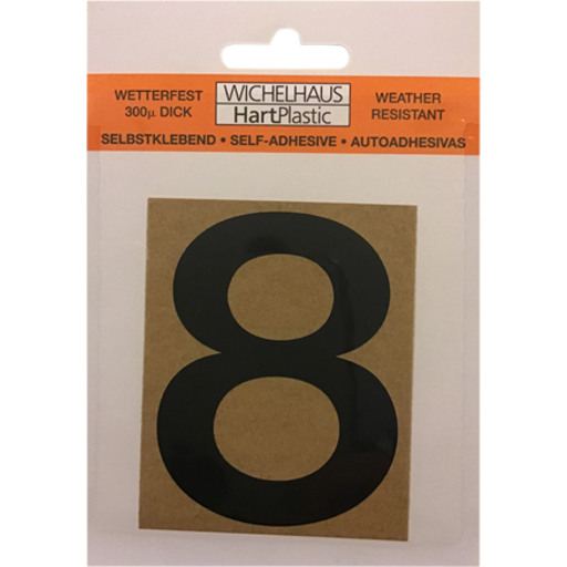 Selvklæbende klistermærke tal 8 i sort - 50mm