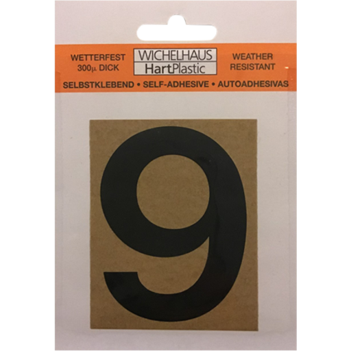 Selvklæbende klistermærke tal 9 i sort - 50mm