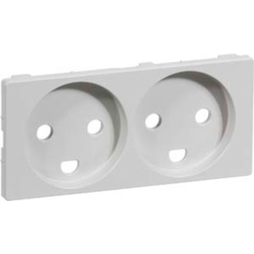 LAURITZ KNUDSEN FUGA® afdækning til dobbelt stikkontakt 2 modul m/jord lysegrå.