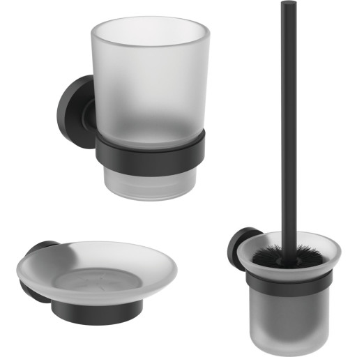 Børma IOM Toiletbørste, tandkrus & sæbeskål, Glas/Silk Black