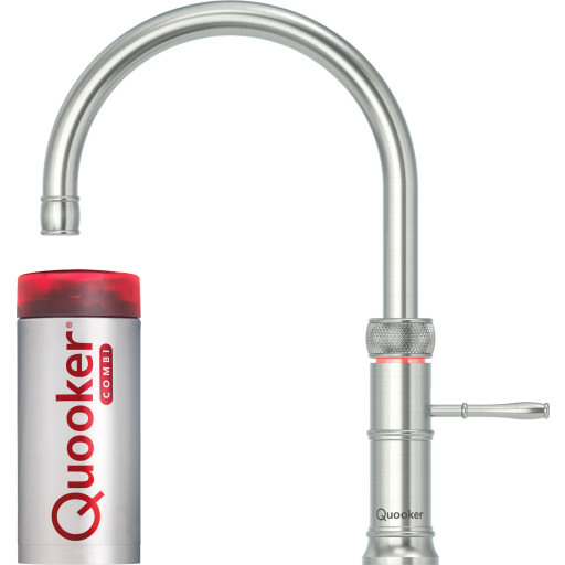 Quooker Classic Fusion Round Combi+ køkkenarmatur, kogende vand, stål