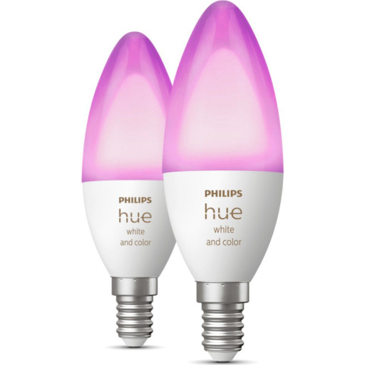 Philips Hue White Color Ambiance E14 Kertepære, 2000k-6500k, 4w, 2-Pak