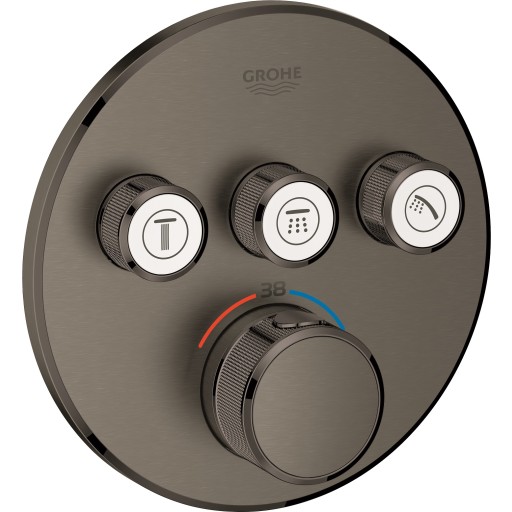 GROHE Grohtherm SmartControl termostatarmatur 3SC til indbygning, 3 ventiler. Børstet Hard Graphite