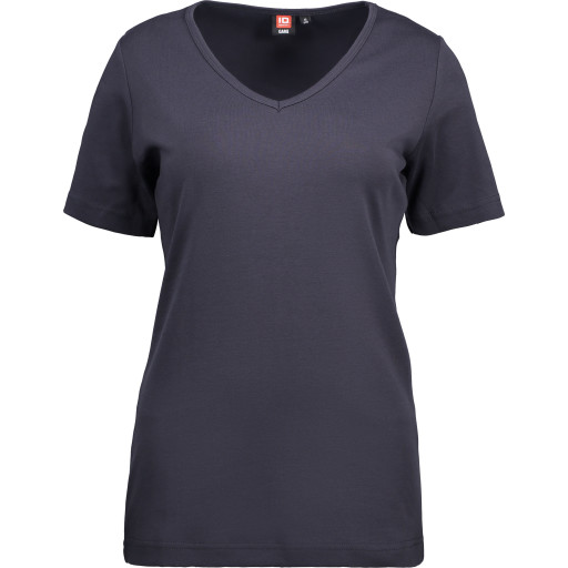 ID, Interlock T-skjorte for kvinner 0506, V-hals, marine, str L Backuptype - Værktøj
