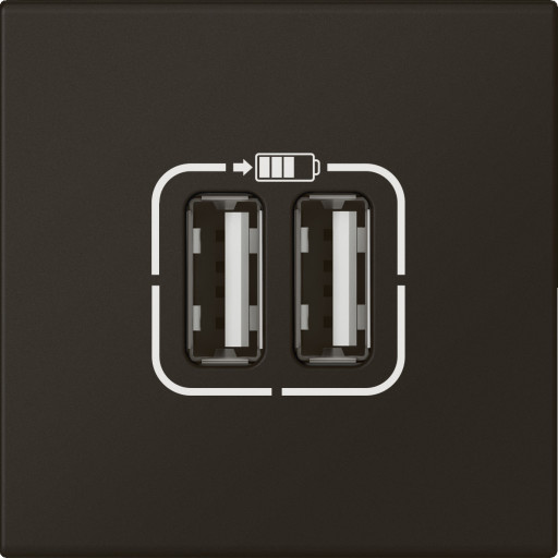 Mosaikk USB-lader 2 x type A 2,4A 12W 2M sort