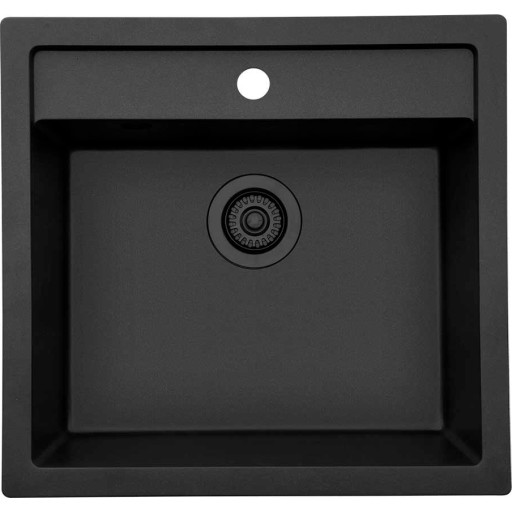 Lavabo Jupiter 60 Granitek køkkenvask, sort, sort afløb