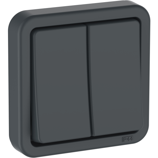 OPUS 74, Krone afbryder (dobbelt 1-polet afb.), 1 modul, antracitgr - Lauritz Knudsen