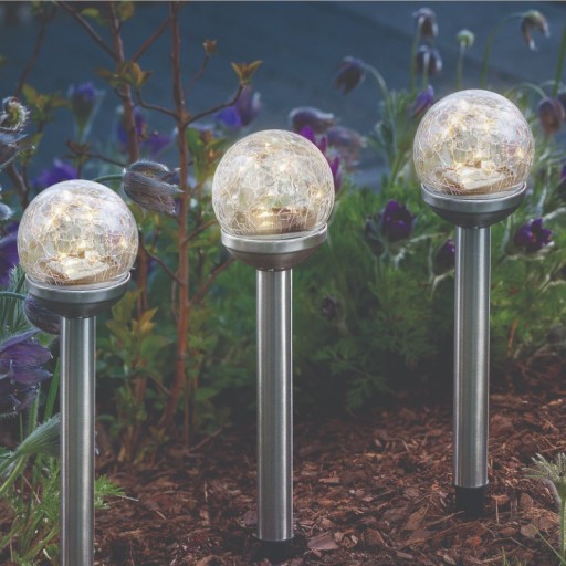 Solar Glaskula Ø8 cm Sänglampa på 36 cm. 1 varmvit led, 3-pack