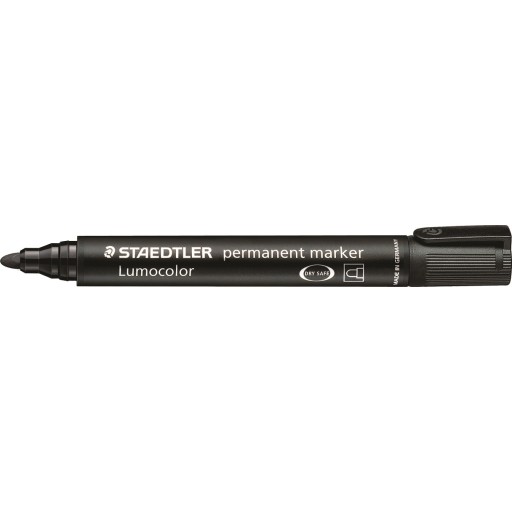 Marker permanent tusch m. rund spids, 2mm - sort billede