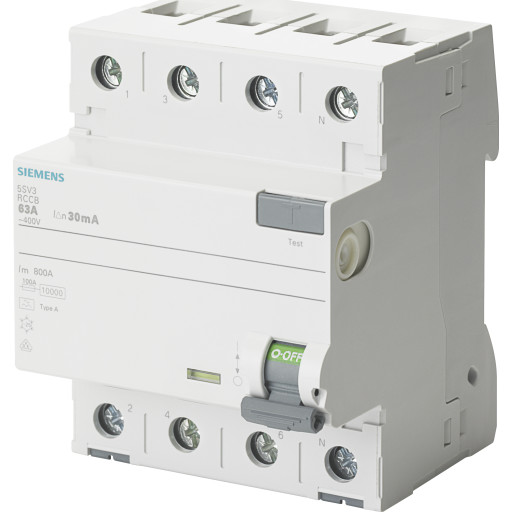 Siemens 5SV HPFI relæ A, 4P, 63A billede