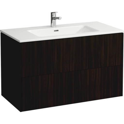 Laufen base møbelpakke 100 Pro S slim håndvask 1 hanehul. Underskab 2 skuffer, mørk elm