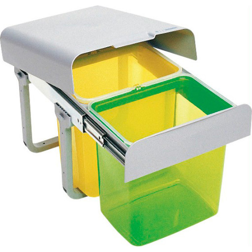 Intra Ekko 2 kildesorteringssystem, 32 liter, gul/grønn Kjøkken > Kjøkkenutstyr