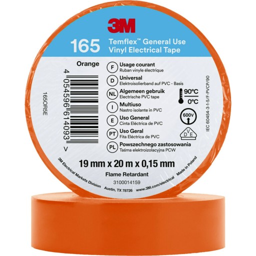 100 Stk Temflex El Vinyltape 165 19 Mm X 20 M Orange Fra M