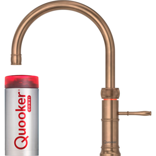 Quooker Classic Fusion Round Combi+ køkkenarmatur, kogende vand, bruneret messing