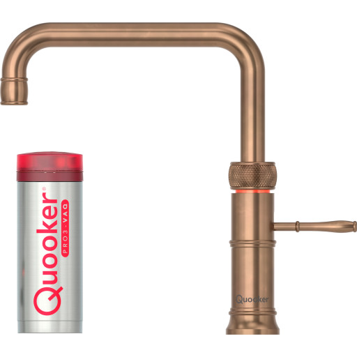 Quooker Classic Fusion Square Pro3 køkkenarmatur, kogende vand, bruneret messing
