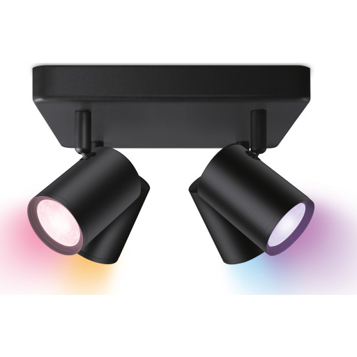 Billede af Wiz Imageo rund spotlampe, 4 spots, farveskift + hvid, sort