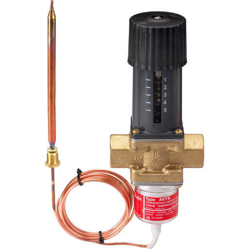 Danfoss AVTB ventil 1", 20-60°, 9 mm føler, indvendig gevind billede