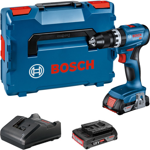 Bosch slagbormaskin GSB 18V-45, 2 x 18 V/2,0 Ah og L-Boxx Backuptype - Værktøj