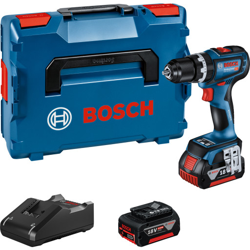 Bosch slagbormaskin GSB 18V-90 C, 2 x 18 V/5,0 Ah og L-Boxx Backuptype - Værktøj