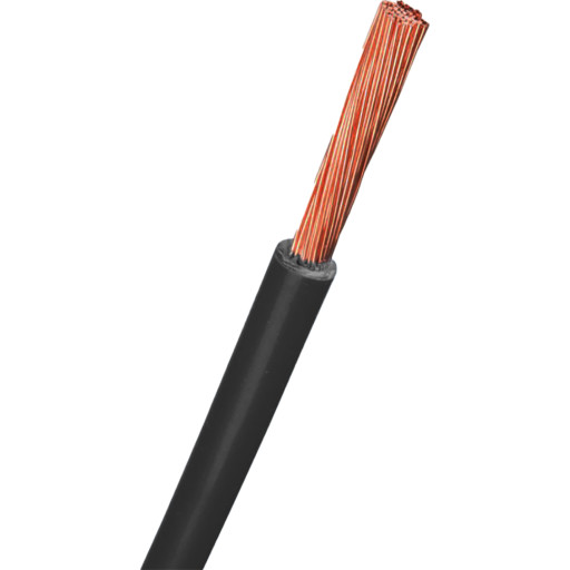 PVT ledning (90C), 450/750V, H07V2-K, 1x6 mm, sort - pr. meter