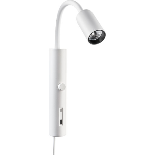 SG Tube væglampe med USB, 2700K, hvid billede