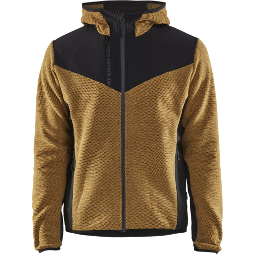 Strikkejakke, Gul/Sort 3XL