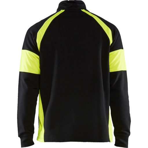 Blåkläder Synlig genser, med kort glidelås, svart/High-Vis gul, størrelse 2XL Backuptype - Værktøj