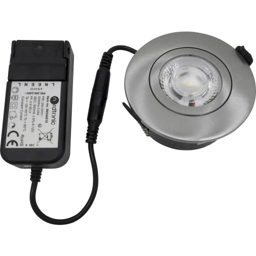 Nordtronic Low Profile Flexible G2 indbygningsspot 75 - 4000K, 520lm, inkl. driver, Brstet alu / Indendrs