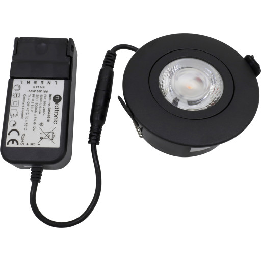 Nordtronic Low Profile Flexible udendørs indbygningsspot, driver, Ø7,5 cm, sort, 4000K