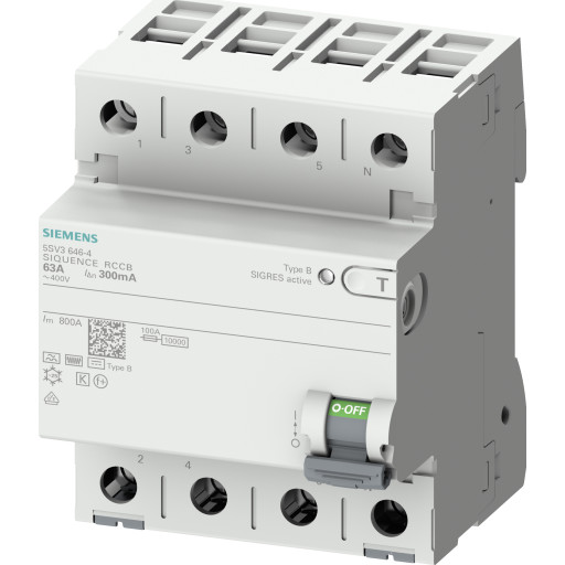 Siemens 5SV HPFI relæ B, 4P, 40A billede