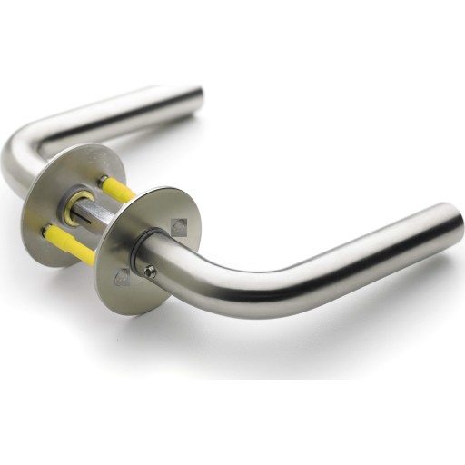 Randi 7021 Line18 dørhåndtag , L-formet, børstet rustfrit stål