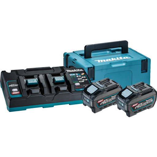 Makita XGT batterisæt 2 x 40V/5,0Ah m. lader & kasse billede